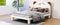 Twin Size Platform Bed with Bear Ears Shaped Headboard and LED, Cream White - Supfirm