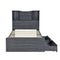 Twin Size Storage Platform Bed Frame with 4 Open Storage Shelves and 2 Storage Drawers,LED Light,Gray - Supfirm