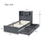 Twin Size Storage Platform Bed Frame with 4 Open Storage Shelves and 2 Storage Drawers,LED Light,Gray - Supfirm