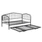 Twin Size Stylish Metal Daybed with Twin Size Adjustable Trundle, Portable Folding Trundle, Black - Supfirm