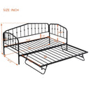 Twin Size Stylish Metal Daybed with Twin Size Adjustable Trundle, Portable Folding Trundle, Black - Supfirm