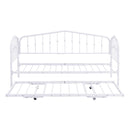 Twin Size Stylish Metal Daybed with Twin Size Adjustable Trundle, Portable Folding Trundle, White - Supfirm