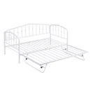 Twin Size Stylish Metal Daybed with Twin Size Adjustable Trundle, Portable Folding Trundle, White - Supfirm