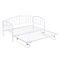 Twin Size Stylish Metal Daybed with Twin Size Adjustable Trundle, Portable Folding Trundle, White - Supfirm