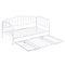 Twin Size Stylish Metal Daybed with Twin Size Adjustable Trundle, Portable Folding Trundle, White - Supfirm