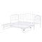 Twin Size Stylish Metal Daybed with Twin Size Adjustable Trundle, Portable Folding Trundle, White - Supfirm