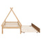 Twin size Tent Floor Bed, Teepee Bed, with Trundle,Natural - Supfirm