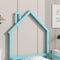 Twin Size Wood bed with House-shaped Headboard Floor bed with Fences,Light Blue - Supfirm