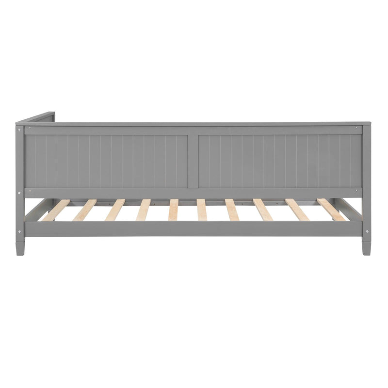 Twin Size Wood Daybed/Sofa Bed, Gray - Supfirm