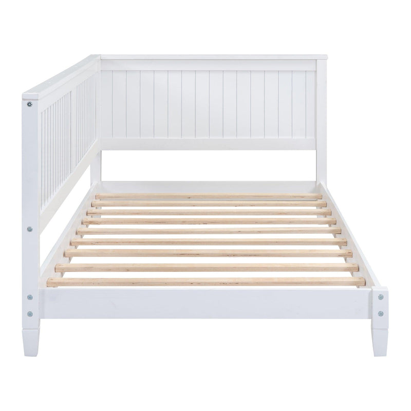 Twin Size Wood Daybed/Sofa Bed, White - Supfirm