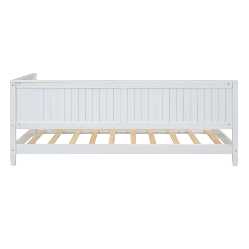 Twin Size Wood Daybed/Sofa Bed, White - Supfirm