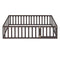 Twin Size Wood Floor Bed Frame with Fence and Door, Walnut(OLD SKU :WF289661AAL) - Supfirm