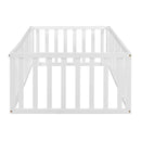 Twin Size Wood Floor Bed Frame with Fence and Door, White(OLD SKU :WF289661AAK) - Supfirm