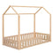 Twin Size Wood House Bed with Fence and Detachable Storage Shelves, Natural (Expected Arrival Time: 1.7) - Supfirm