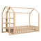 Twin Size Wood House Bed with Fence and Detachable Storage Shelves, Natural (Expected Arrival Time: 1.7) - Supfirm