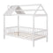 Twin Size Wood House Bed with Fence, White - Supfirm