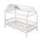 Twin Size Wood House Bed with Fence, White - Supfirm