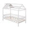 Twin Size Wood House Bed with Fence, White - Supfirm