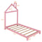 Twin Size Wood Platform Bed with House-shaped Headboard (Pink) - Supfirm