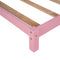 Twin Size Wood Platform Bed with House-shaped Headboard (Pink) - Supfirm