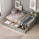 Twin Size Wooden Day Bed with 3 Trawers for Guest Room, Small Bedroom, Study Room, Gray - Supfirm