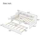 Twin Size Wooden Day Bed with Trundle for Guest Room, Small Bedroom, Study Room, White - Supfirm