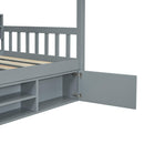 Twin Size Wooden House Bed with Shelves and a Mini-cabinet, Gray - Supfirm