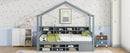 Twin Size Wooden House Bed with Shelves and a Mini-cabinet, Gray - Supfirm