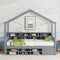 Twin Size Wooden House Bed with Shelves and a Mini-cabinet, Gray - Supfirm