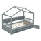 Twin Size Wooden House Bed with Shelves and a Mini-cabinet, Gray - Supfirm