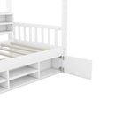 Twin Size Wooden House Bed with Shelves and a Mini-cabinet, White - Supfirm