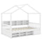 Twin Size Wooden House Bed with Shelves and a Mini-cabinet, White - Supfirm