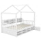 Twin Size Wooden House Bed with Shelves and a Mini-cabinet, White - Supfirm