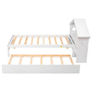 Twin Storage House Bed for kids with Bedside Table, Trundle, White - Supfirm