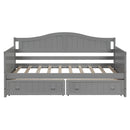 Twin Wooden Daybed with 2 drawers, Sofa Bed for Bedroom Living Room,No Box Spring Needed,Gray - Supfirm