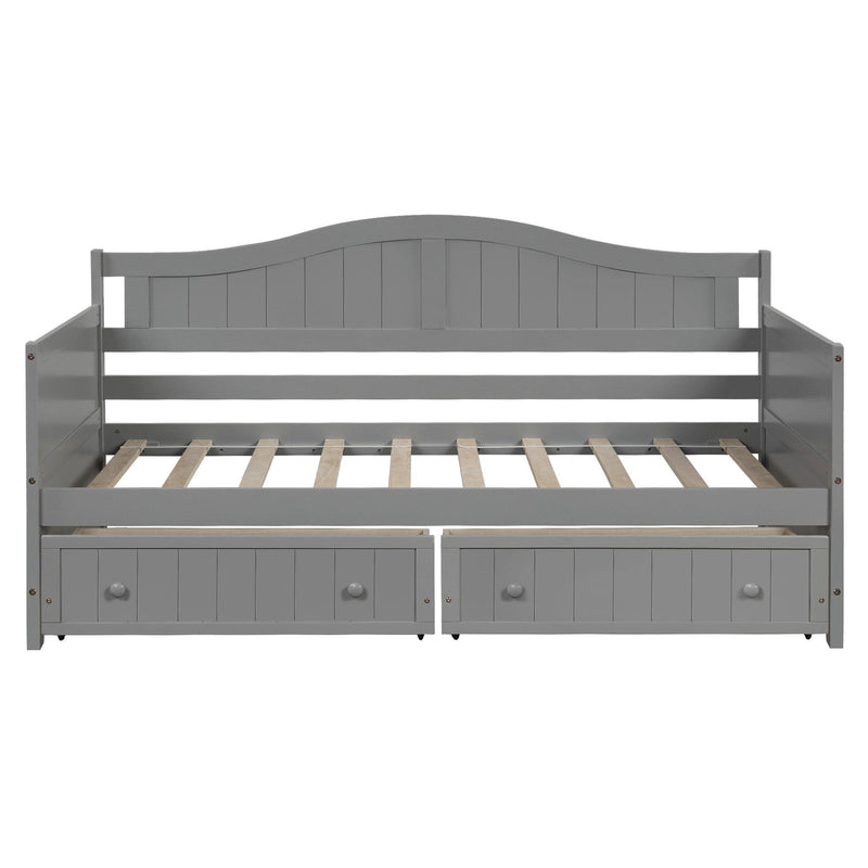 Twin Wooden Daybed with 2 drawers, Sofa Bed for Bedroom Living Room,No Box Spring Needed,Gray - Supfirm