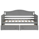 Twin Wooden Daybed with 2 drawers, Sofa Bed for Bedroom Living Room,No Box Spring Needed,Gray - Supfirm