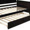 Twin Wooden Daybed with Trundle Bed, Sofa Bed for Bedroom Living Room, Espresso - Supfirm