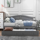 Twin Wooden Daybed with Trundle Bed, Sofa Bed for Bedroom Living Room, Gray - Supfirm