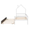 Twin Wooden Daybed with trundle, Twin House-Shaped Headboard bed with Guardrails,White - Supfirm