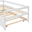 Twin Wooden Daybed with trundle, Twin House-Shaped Headboard bed with Guardrails,White - Supfirm