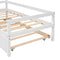 Twin Wooden Daybed with trundle, Twin House-Shaped Headboard bed with Guardrails,White - Supfirm