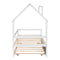 Twin Wooden Daybed with trundle, Twin House-Shaped Headboard bed with Guardrails,White - Supfirm