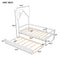 Twin Wooden Daybed with trundle, Twin House-Shaped Headboard bed with Guardrails,White - Supfirm