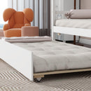 Twin Wooden Daybed with trundle, Twin House-Shaped Headboard bed with Guardrails,White - Supfirm