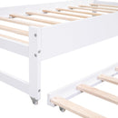 Twin XL Wood Daybed with 2 Trundles, 3 Storage Cubbies, 1 Light for Free and USB Charging Design, White - Supfirm