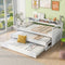 Twin XL Wood Daybed with 2 Trundles, 3 Storage Cubbies, 1 Light for Free and USB Charging Design, White - Supfirm