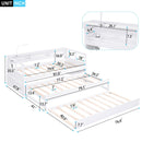 Twin XL Wood Daybed with 2 Trundles, 3 Storage Cubbies, 1 Light for Free and USB Charging Design, White - Supfirm