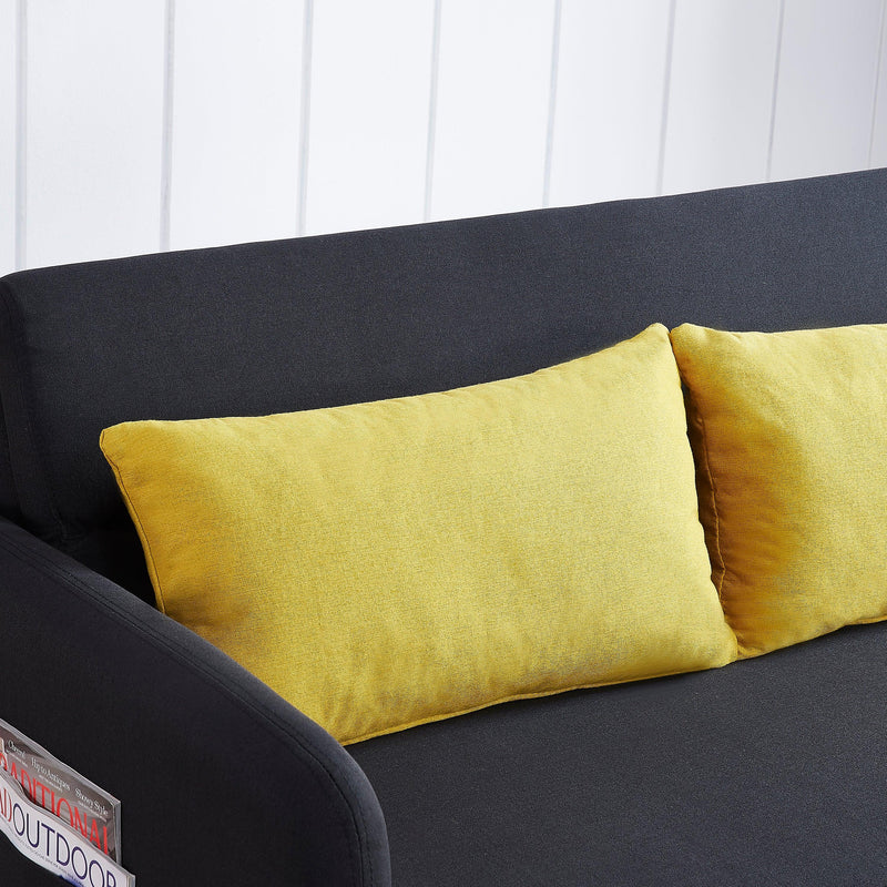 Twins Sofa Bed Black Fabric - Supfirm