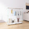 Two-door Glass Display Cabinet 2 Shelves with Door, Floor Standing Curio Bookshelf for Living Room Bedroom Office, 33.35"*31.69"*14.37",White - Supfirm
